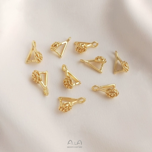 14K包金保色玫瑰花形夹扣瓜子扣吊坠扣diy水晶玉石项链首饰品配件