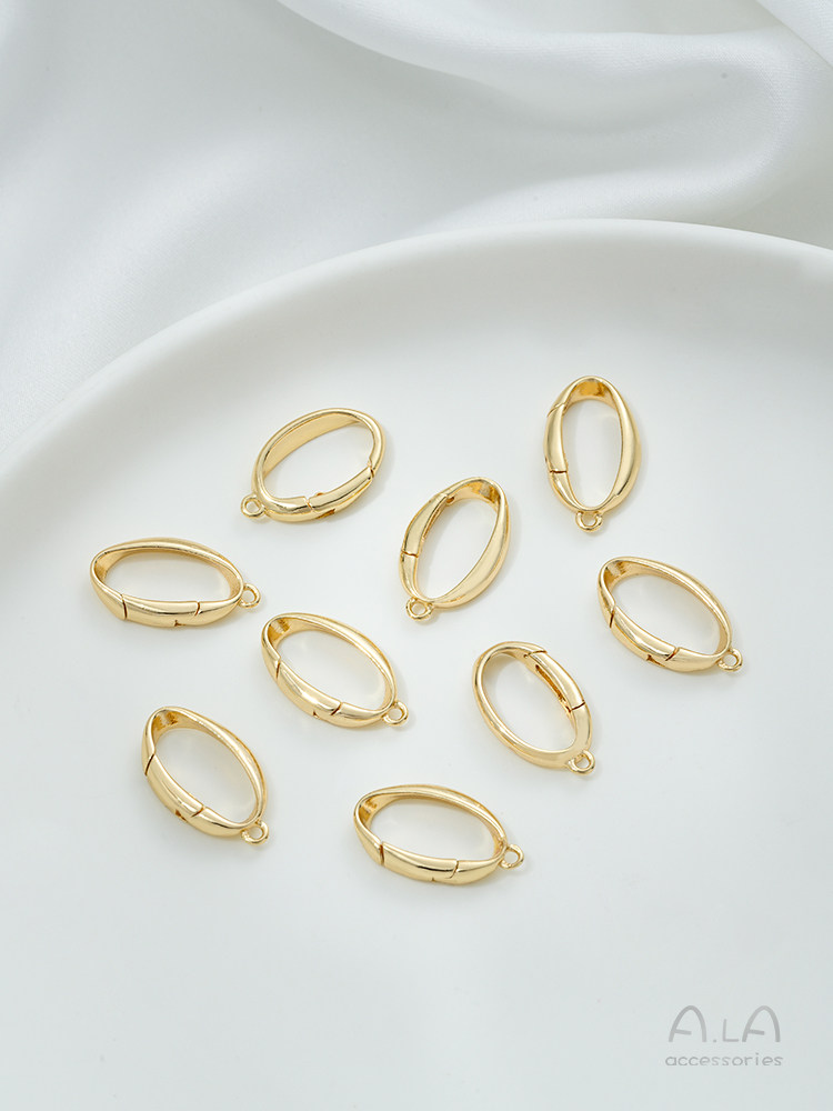 14K GOLD-FILLED COLOR-RETAINING OVAL LOBSTER BUCKLE SPECIAL-SHAPED SPRING BUCKLE HANDMADE BRACELET NECKLACE CONNECTING BUCKLE JEWELRY BUCKLE ACCESSORIES