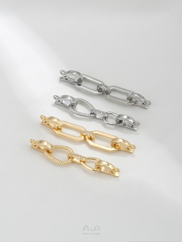 14K GOLD-FILLED STRONG COLOR RETENTION DOUBLE-SECTION CHAIN DOUBLE-ENDED BUCKLE DIY HANDMADE PEARL BUCKLE NECKLACE SWEATER CHAIN CONNECTION BUCKLE ACCESSORIES