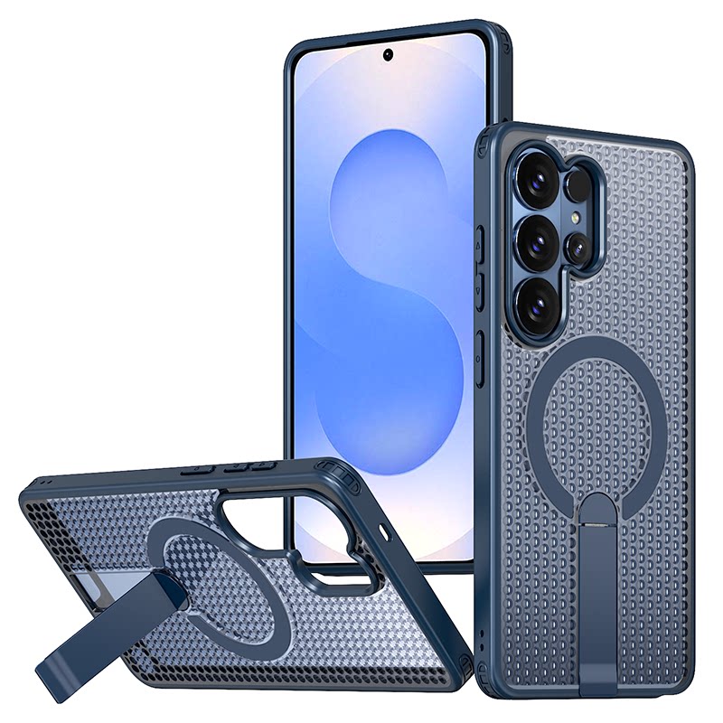 Heat Dissipation Folding Stand Magnetic with Textured Grid Back Samsung Phone Case