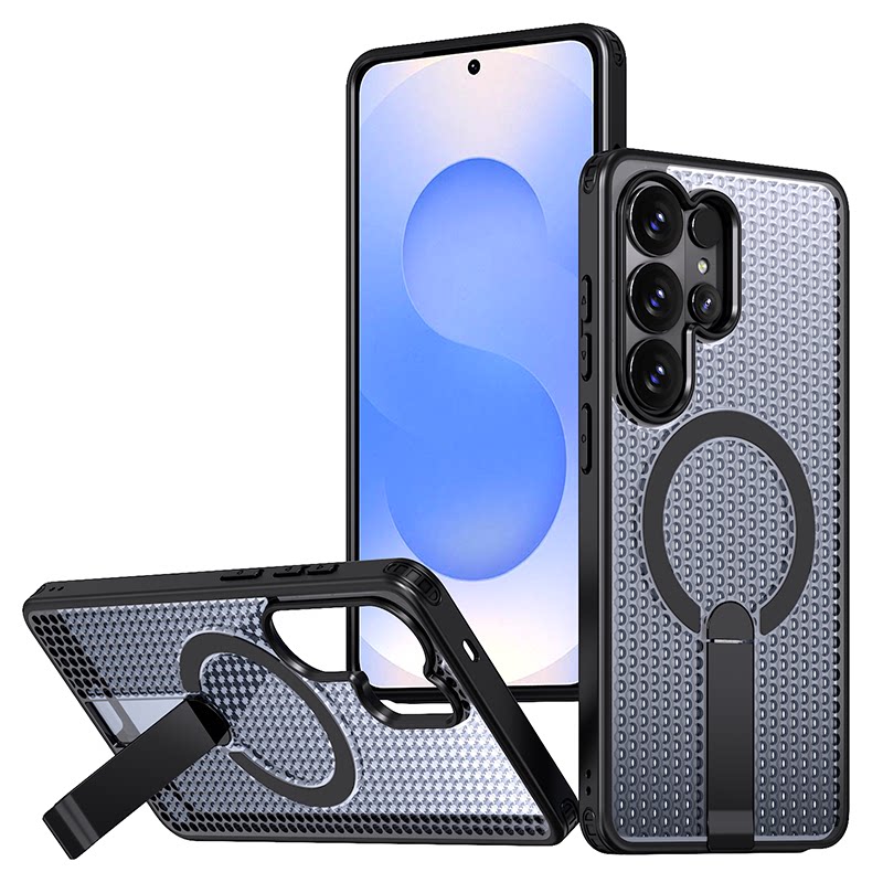 Heat Dissipation Folding Stand Magnetic with Textured Grid Back Samsung Phone Case