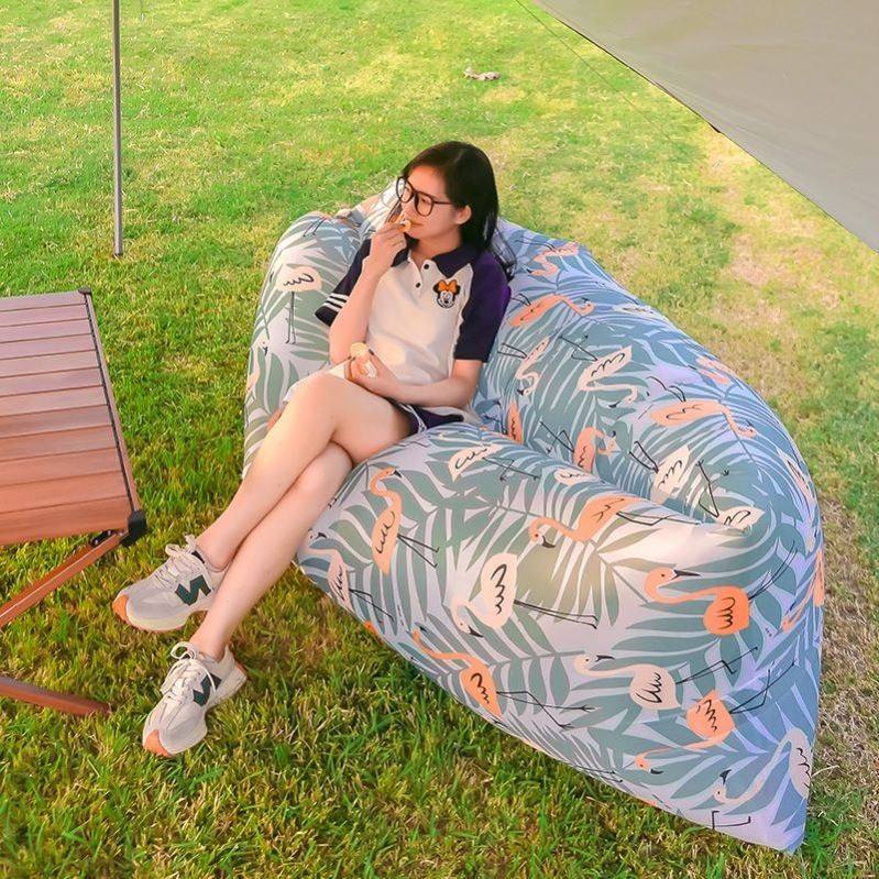 Outdoor Lazy Inflatable Sofa Folding Portable Air Cushion Bed Picnic Camping Supplies Mattress Air Bed Free Inflatable