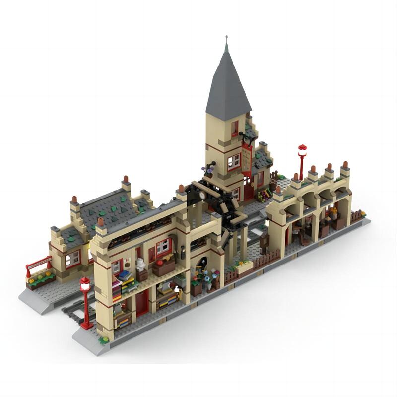 Moc-156778 Architecture Street View Hogwarts Station Large Expansion Small Particle Building Blocks Peripheral Model