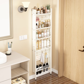 Bathroom door rear storage rack multi-layer floor-standing hole panels with ultra-thin porch gaps and bathroom extremely narrow storage rack