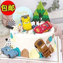 Childrens Day Car Story Cake Decoration Cartoon Cartoon Re-Li Car Excavator Engineering Vehicle Plug-in