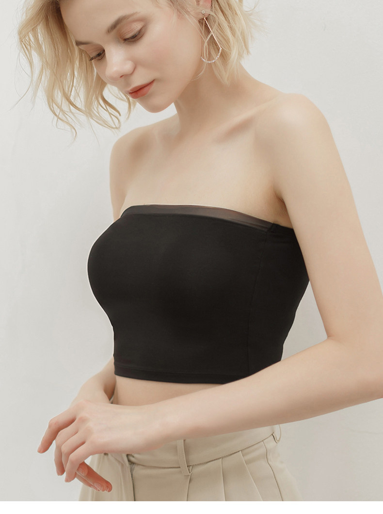 Modal Bandeau One-Piece Anti-Exposure Black Underwear White Tube Top for Layering under a Blazer Short Top — تصویر 1