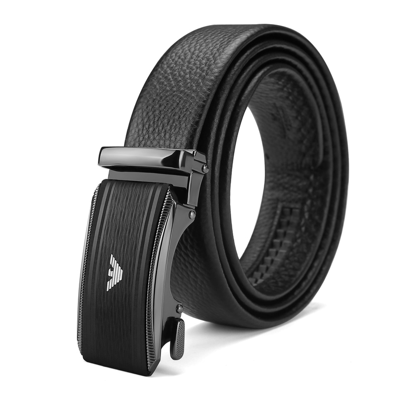 Armani Men's Genuine Leather Belt, Top Layer Cowhide, Automatic Buckle, Business Casual Versatile Belt for Young and Middle-Aged, Extended Length, Trendy