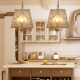 American Country-Style Wood Art Retro Glass Chandelier for Dining Room, Bedroom, Balcony, Hallway, Wrought Iron Vintage-Style Lighting Fixtures