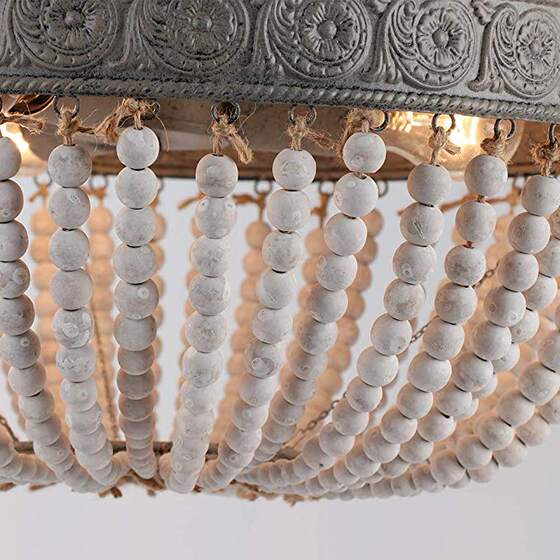 French-Style Pastoral Princess Room Children's Room Vintage Living Room Chandelier Kindergarten American Country Wooden Bead Bedroom Dining Room Lamp