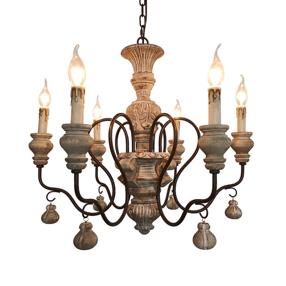 Classical American Country Retro Pastoral Candlestick Chandelier Solid Wood Candle French Living Room Dining Room Bedroom Old Lamps