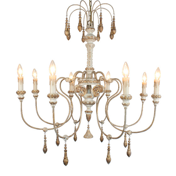 American-Style Chandelier for Duplex Floor, High-Ceiling Living Room Lamp, Vintage Villa Large Chandelier, Wooden Art, Country Style, Hotel Pastoral Lighting Fixtures