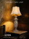 French-Style Vintage Carved Table Lamp with a Homestay Vibe, Distressed Fabric Bedroom Bedside American Country-Style Soft Light Decorative Lamp