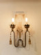 French-Style Vintage Carved Wall Lamp, American Country-Style Distressed Solid Wood Wall Lamp, Bedroom Bedside Corridor Decoration Double Candle Lamp