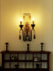 French-Style Vintage Carved Wall Lamp, American Country-Style Distressed Solid Wood Wall Lamp, Bedroom Bedside Corridor Decoration Double Candle Lamp