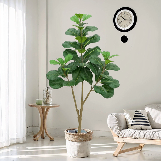 Ficus Lyrata Artificial Green Plant, High-End Light Luxury Large Indoor Tv Cabinet Decorative Ornament, Artificial Flower Plant, Fake Potted Plant