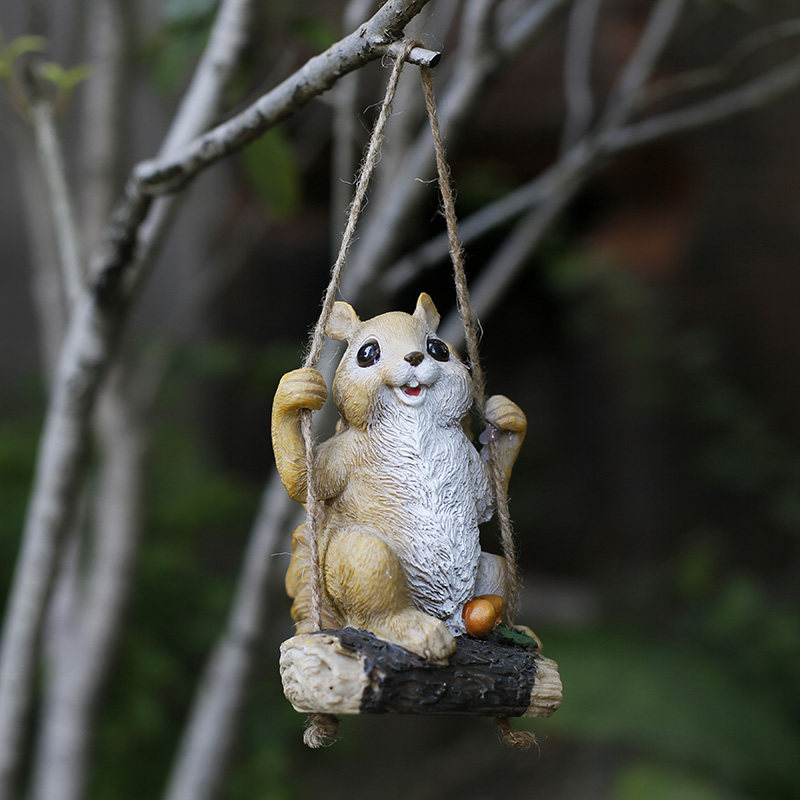 Slut Swing swing Squirrel Creativity Hanging resin Pendant Outdoor Crafts Gift Hem garden Decorative Courtyard Pendulum nursery