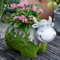 Rhinoceros Cute Cartoon Multimeat water bacon green Laura special large flower pot big large-caliber creative personality Nordic brief