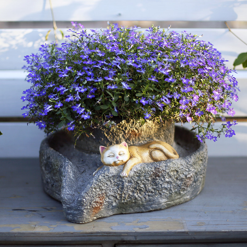 Cat Stone Mill Flowerpot Creative Garden Terrace Courtyard Balcony Layout Chinese Farmhouse Pastoral Style Decoration Ornaments