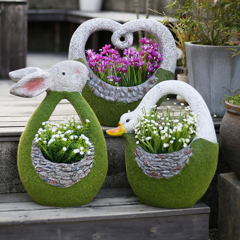 Balcony animal flower basket ornaments Flower arrangement Dried flower basket flowers flower pot Flower arrangement Outdoor courtyard garden plant decoration
