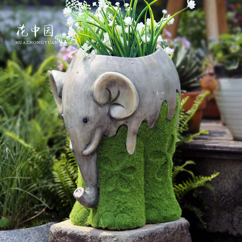 Elephant Flower Pot Art Creative Special number Bonsai Bonsai Terrace Courtyard Arrangement Animal Nursery Folk Juku Garden Wind Decoration