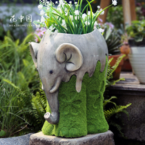 Elephant Flower Pot Art Creative Special number Bonsai Bonsai Terrace Courtyard Arrangement Animal Nursery Folk Juku Garden Decoration