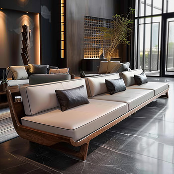 New chinese style solid wood sofa modern minimalist villa home living room north american black walnut high-end zen furniture