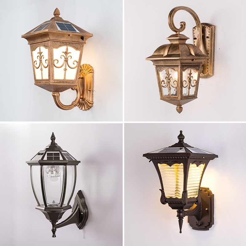 Solar Wall Lamp Outdoor Waterproof Outdoor Patio Door Wall Lamp Eurostyle Antique Balcony Villa Doorway Light