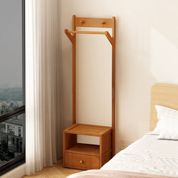 Hanger Bedside Table Integrated Solid Wood Hanger Floor Bedroom For Home Bedside Clothes Hanger Storage Rack Coat Rack