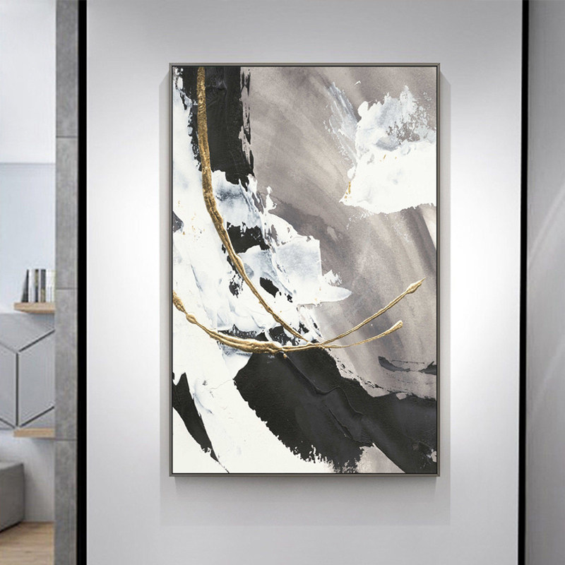 Hand-painted Oil Painting black and white Abstract Great deputy Modern Pole brief Xuan Guanguan Corridor Decorative Drawing Living Room Sofa Background Wall Hanging Painting