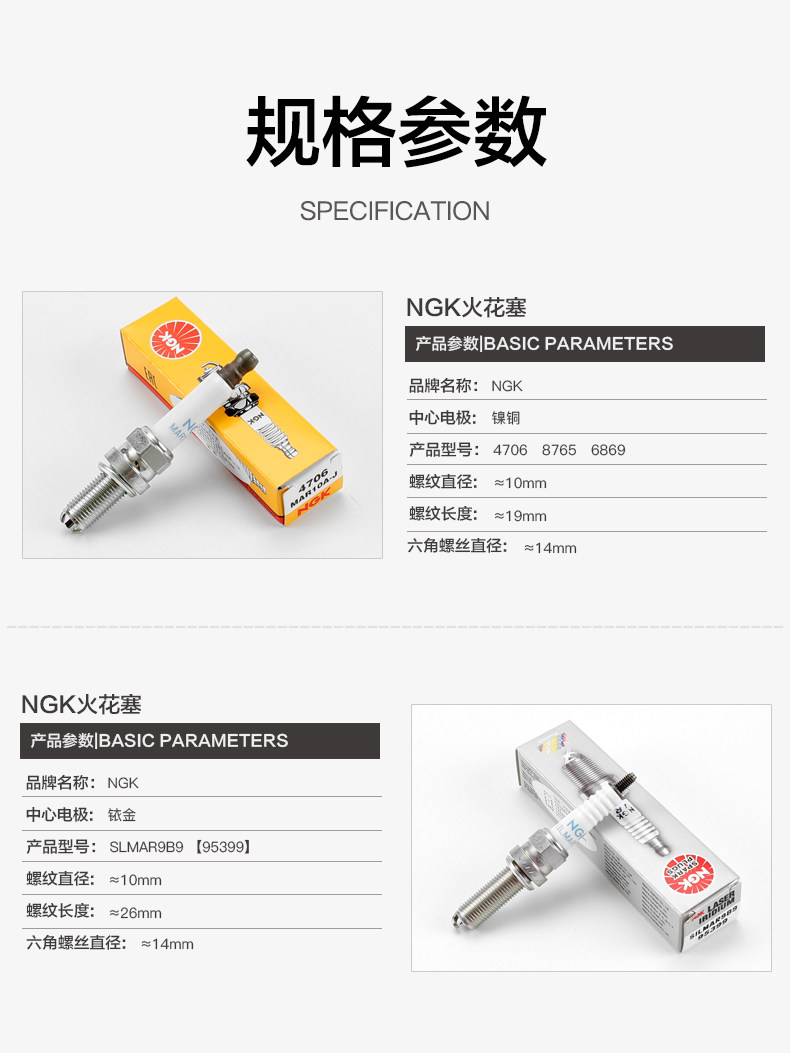 NGK Motorcycle Spark Plug MAR8B-JDS MAR9A-J MAR10A-J DCPR8E SILMAR9B9