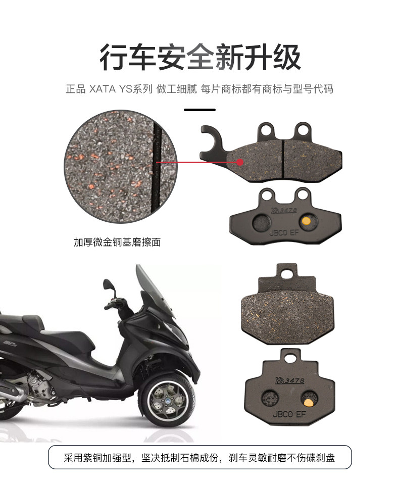 Piaggio MP 3 500 hpe inverted three-wheel pedal motorcycle front and rear brake pads disc brake pads accessories