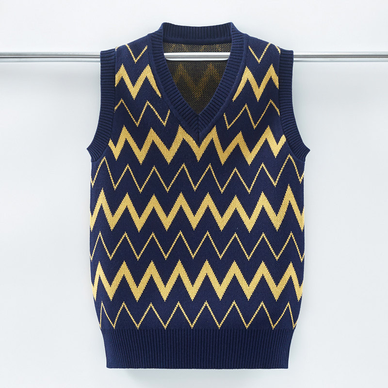 Boy's horse jacket in autumn and winter wearing pie knitting vest in Han Edition tide of large children's sweater clip and thickening