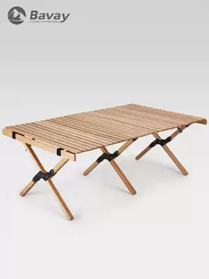Beihuan outdoor camping solid wood egg roll table self-driving barbecue portable folding stall car picnic table