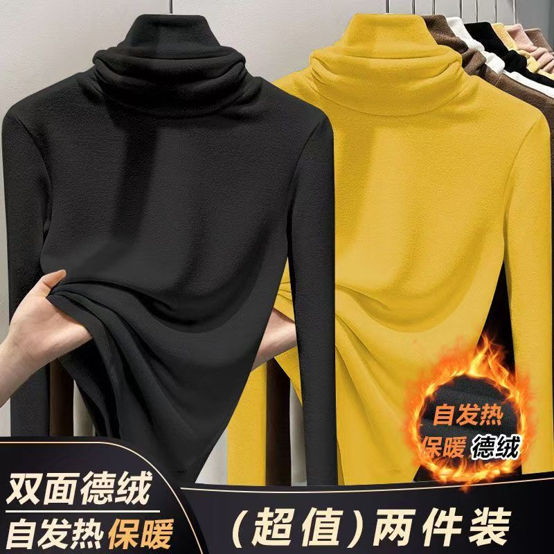 Single/Double Piece Large Size Thermal Turtleneck Base Shirt for Women 2025 Autumn/Winter New Versatile Stacked Collar Warm Long Sleeve T-Shirt Single/Double Piece Large Size Thermal Turtleneck Base Shirt for Women 2025 Autumn/Winter New Versatile Stacked Collar Warm Long Sleeve T-Shirt