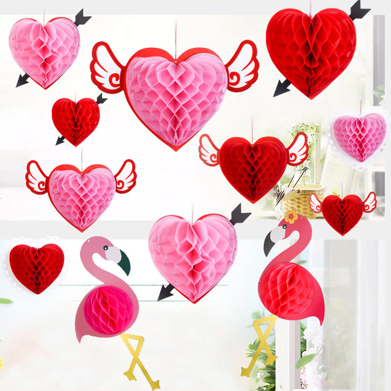 520 Valentine's Day Decoration Arrangement Stereoloving Beehive Balls Paper Flower Balls Pendant Gold Shop Jewellery Shop Pendants