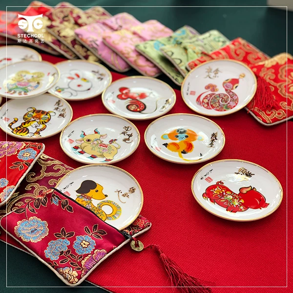 Новогодний декоративный подвесной плиточный платок Седчкол Memorial Ceramic Hanging Plate Decoration Spring Festival Gift Collection