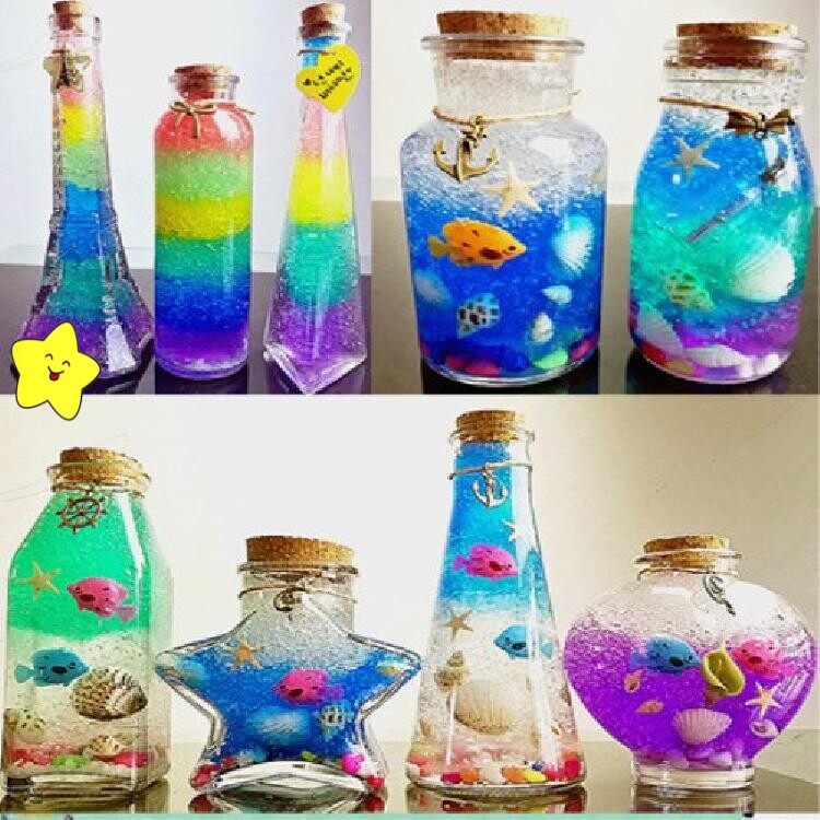DIY rainbow luminous starry sky ocean bubble big bead wishing bottle full set of material package cork glass drift bottle