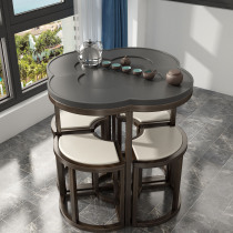 Balcony tea table and chair combination Modern simple small solid wood Kung Fu tea table New Chinese tea table Household small tea table