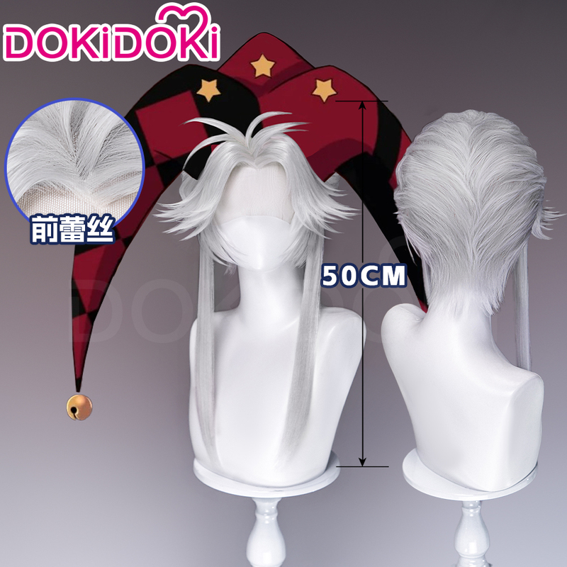 Dokidoki in Stock Freak Circus Pierrot Front Lace Cosplay Wig Silver White
