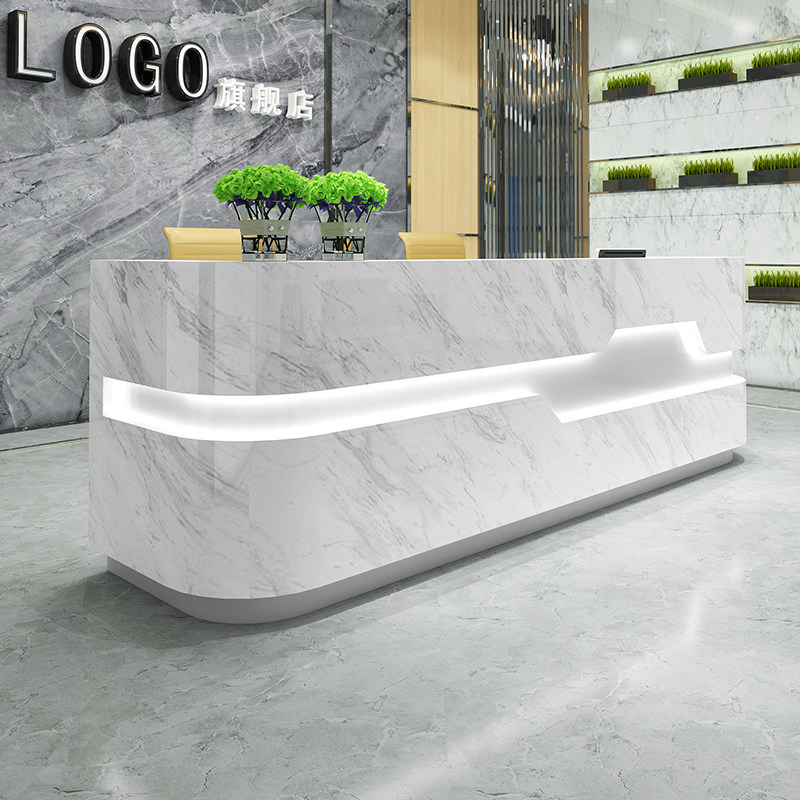 Company Reception Desk Reception Desk Brief Modern Imitation Marble Bar Counter Beauty Institute Cashier Counter Roast Lacquer Front Desk Spot