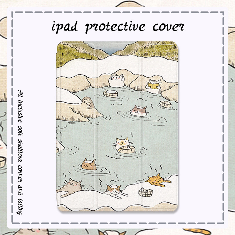 Cat-Themed iPad Mini 6 Case Suitable for 2021 Pro 11, Tri-Fold, New Model 10.2inch with Pen Slot, Air 4/2 Protective Cover, 20/19 Apple Mini 5, Mini 3 Case, 10.5 iPad Tablet Cover, Cute 6