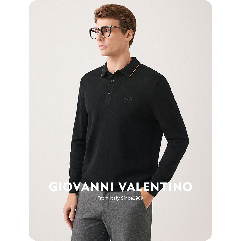 [All Wool] Giovanni Valentino Knitwear Men's 2024 Autumn and Winter Long-Sleeved Polo Collar Knitwear