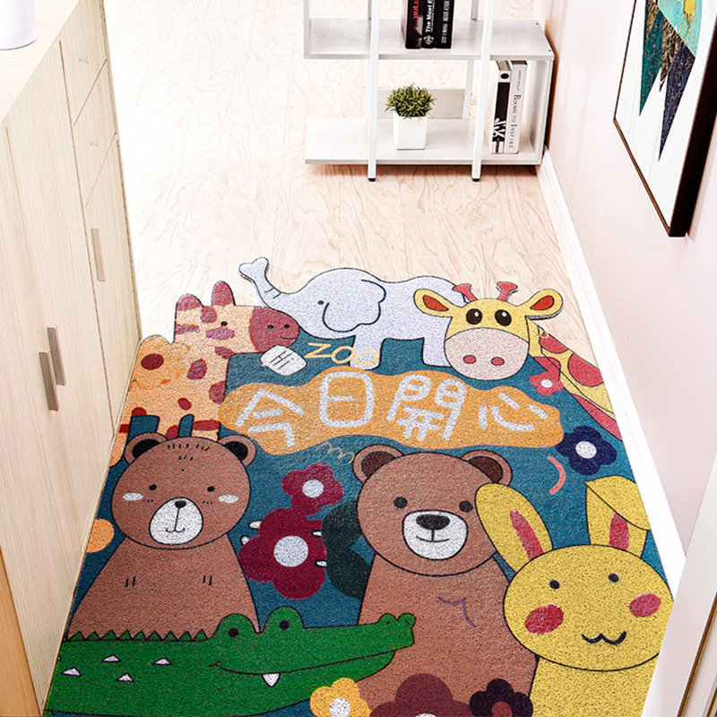 Entrance door floor mat door non-slip foot mat net red entrance home carpet cartoon door mat can be cut silk circle floor mat