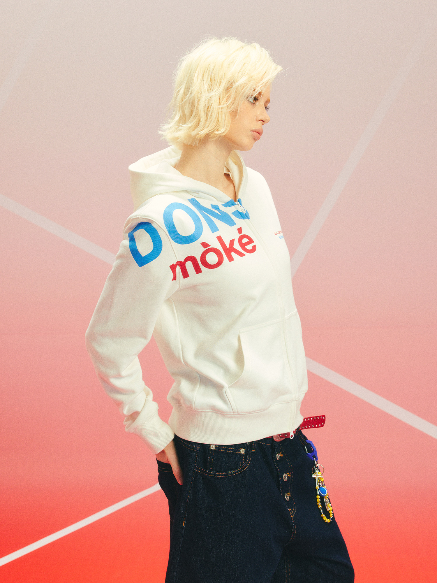 DONSMOKE Standard-Fit Slogan Hooded Sweatshirt