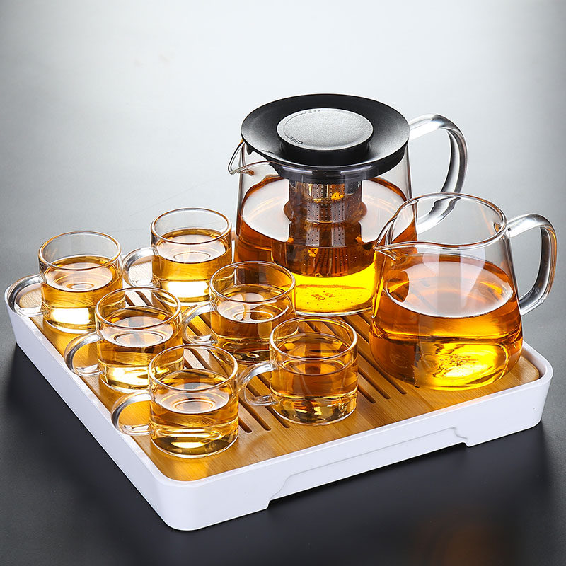 The whole set of tea set household teacup kung fu drink tea living room minimal set of office guest transparent teapot