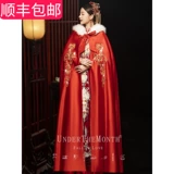 Ханьфу, демисезонный плащ, свадебное платье, красная куртка, традиционный свадебный наряд Сюхэ для невесты, длинная накидка, китайский стиль