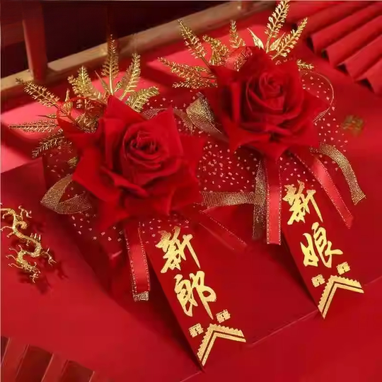Bride and groom sister group corsage wedding family full set creative parents wedding brooch