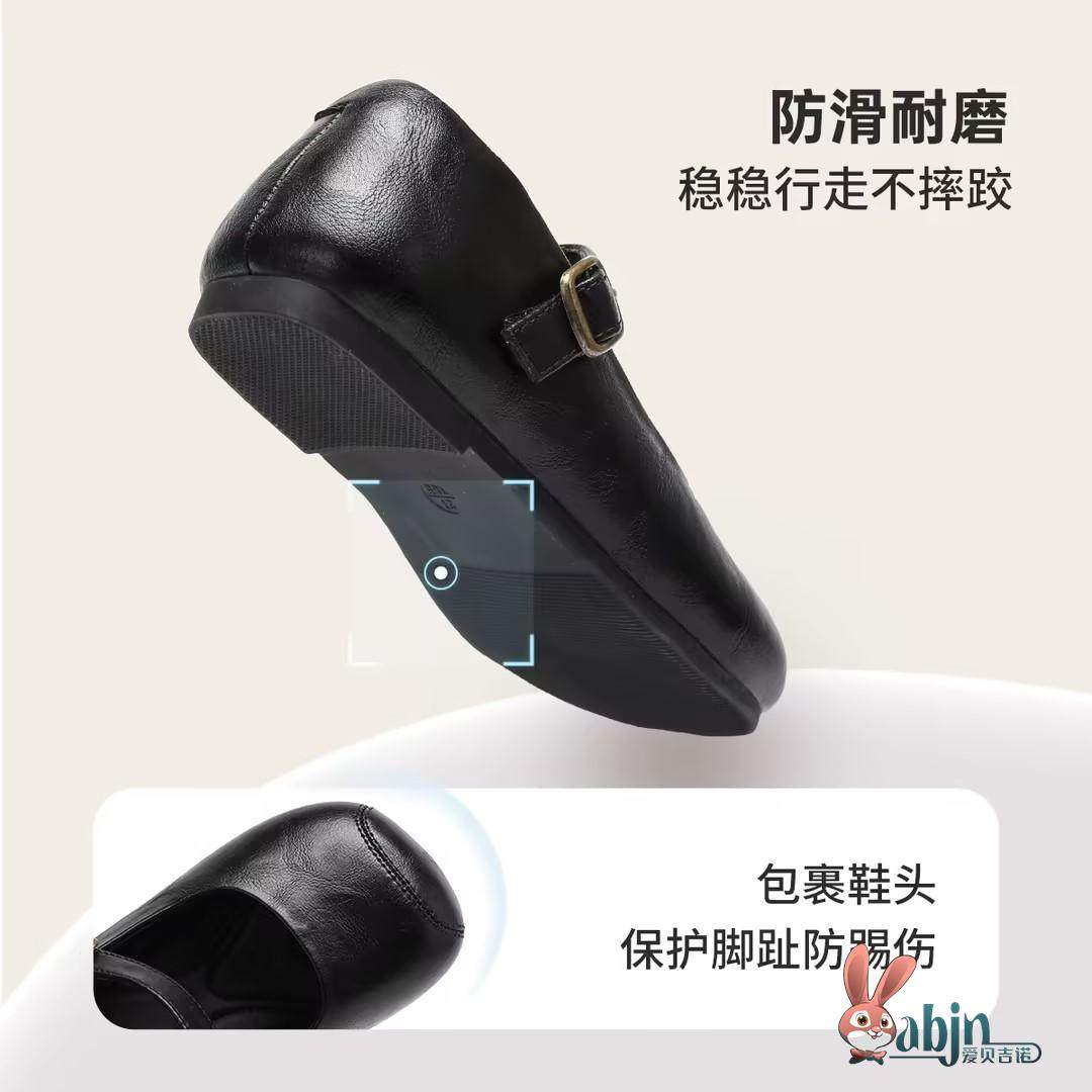 25 Autumn New Style Princess Shoes Black and White Girls' Leather Shoes Children's Square-Toe Loafers Performance Soft Sole Versatile