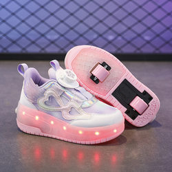 학생 Raid Shoes 2 륜 생성 반짝이 롤러 스케이팅 신발