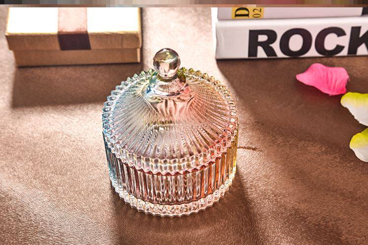 Girl heart lid color cube sugar moisture-proof sealed candy box small glass fruit plate crystal European style with lid